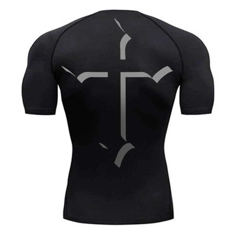 T Shirt Dry Fit - Kompressionsshirt mit Kreuzmuster für Herren, christlich,
