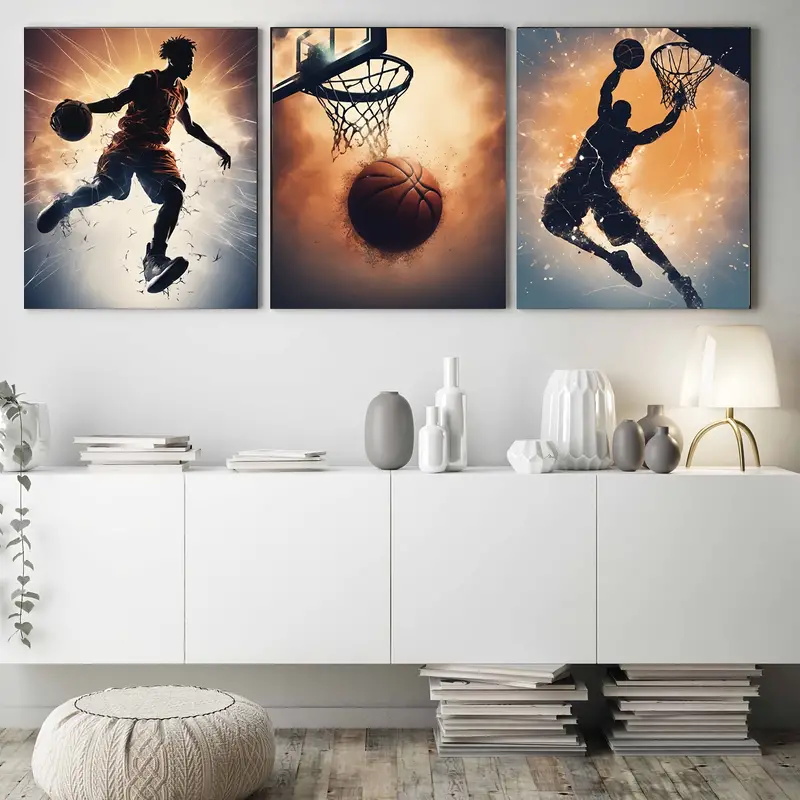 3 Stück Basketball-Wandkunst,  – Badminton Zone Bewertung und Preis