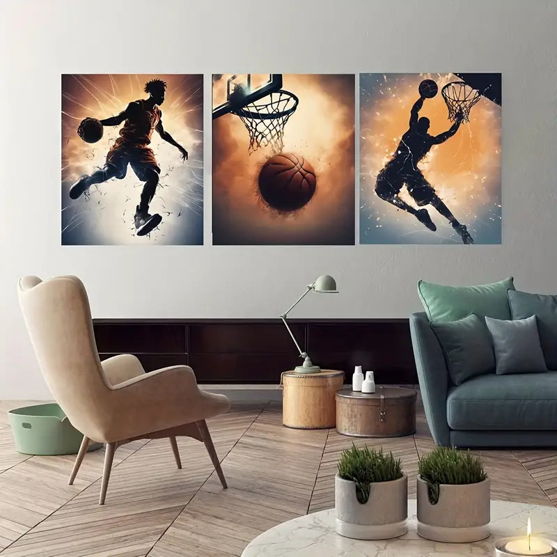 3 Stück Basketball-Wandkunst,  – Badminton Zone Bewertung und Preis